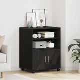 Rolling Cabinet Black Oak 60X48X81 Cm Engineered Wood