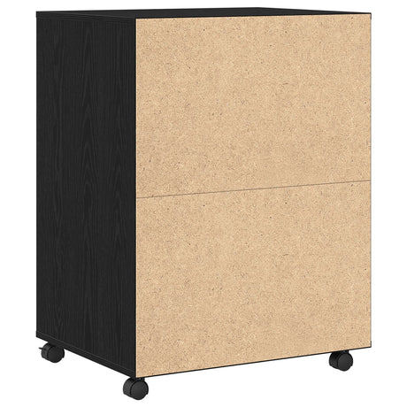 Rolling Cabinet Black Oak 60X48X81 Cm Engineered Wood