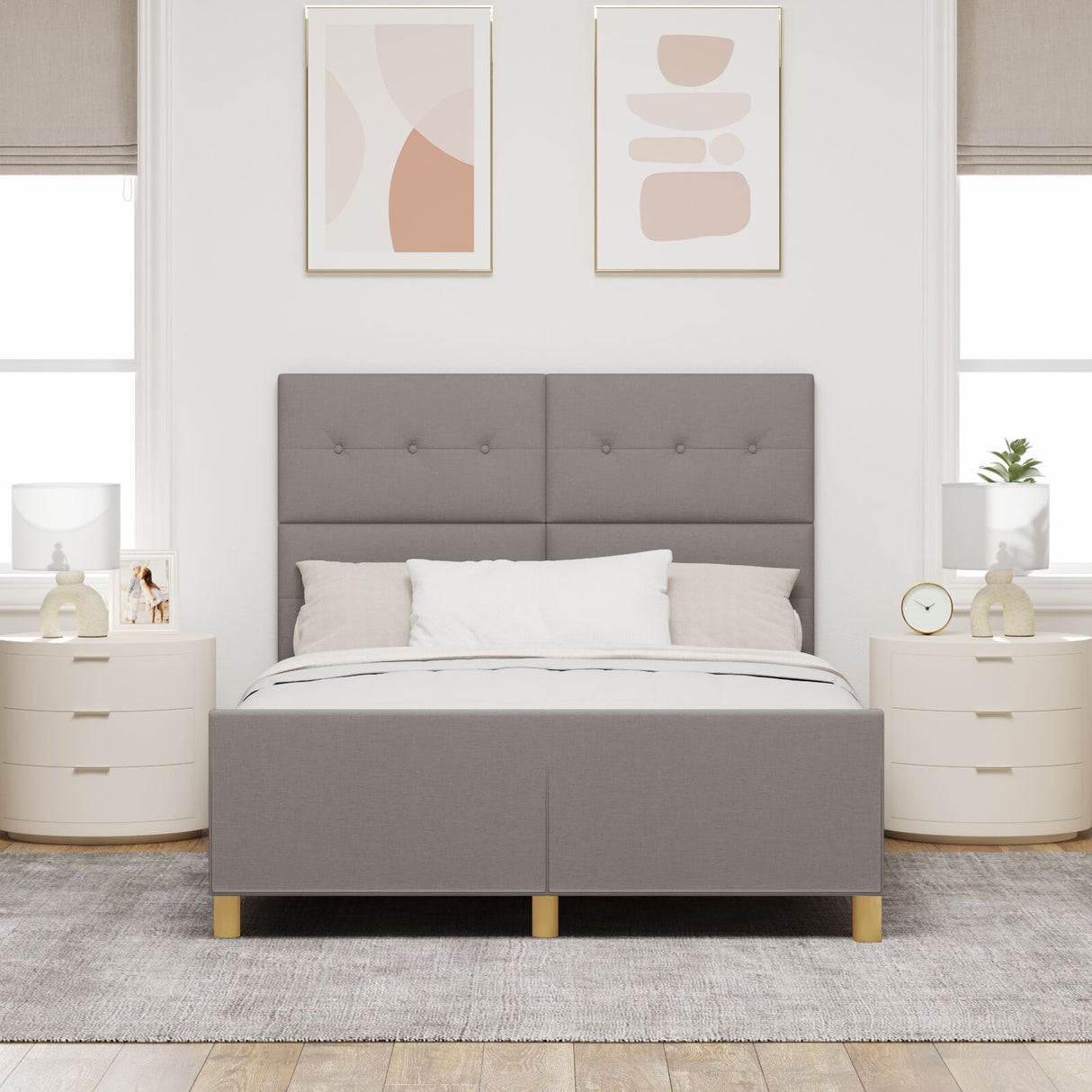 Bed Frame - Taupe - 160X200 Cm Fabric