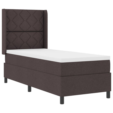 Box Spring Bed With Mattress & Led Dark Brown 90X190 Cm Fabric
