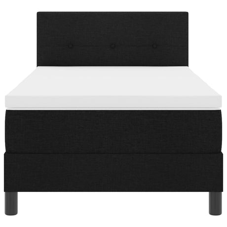 Box Spring Bed With Mattress & Led Black 80X200 Cm Fabric