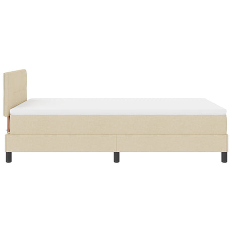 Box Spring Bed With Mattress & Led Cream 120X190 Cm Fabric