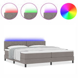 Box Spring Bed With Mattress & Led Taupe 200X200 Cm Fabric