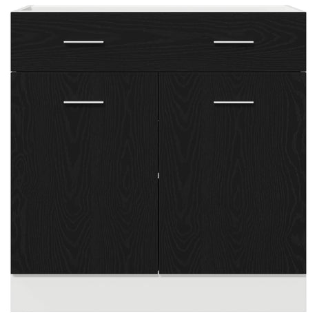 Cabinet With Drawer In Black Oak, 80X46X81.5 Cm, Made Of Engineered Wood