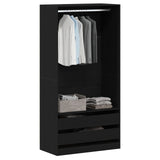 Black Oak Wardrobe - 100X50X200 Cm - Made From Engineered Wood
