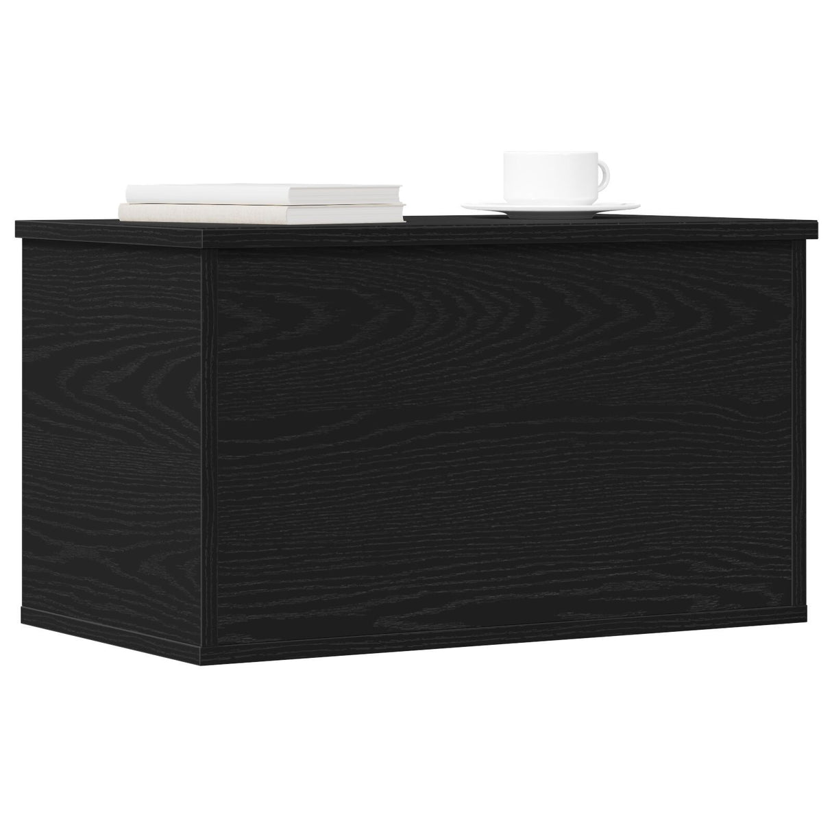 Storage Box With Lid Black Oak 60X35X35 Cm Engineered Wood