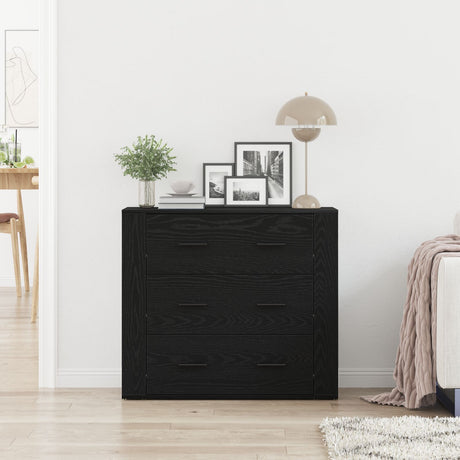Sideboard Black Oak 33X80X70 Cm Engineered Wood