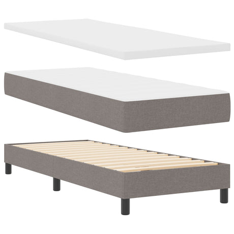 Box Spring Bed With Mattress & Led Taupe 80X200 Cm Fabric