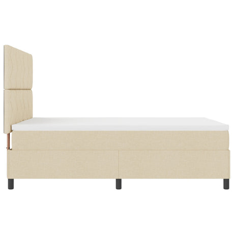 Box Spring Bed With Mattress & Led Cream 140X200 Cm Fabric