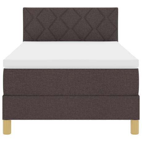 Box Spring Bed With Mattress & Led Dark Brown 90X200 Cm Fabric
