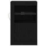Side Cabinets With Led Lights 2 Pcs Black Oak 41X37X67 Cm