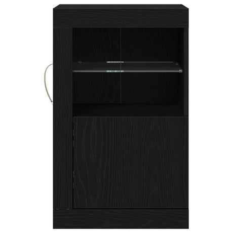 Side Cabinets With Led Lights 2 Pcs Black Oak 41X37X67 Cm