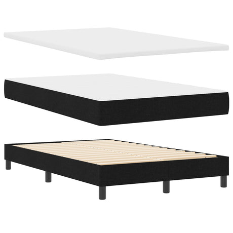 Box Spring Bed With Mattress & Led Black 120X190 Cm Fabric