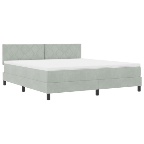 Box Spring Bed With Mattress & Led Light Grey 180X200 Cm Velvet