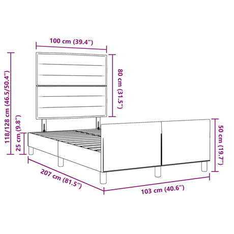 Cream Bed Frame 100X200 Cm Fabric