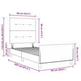 Cream Bed Frame 90X200 Cm Fabric