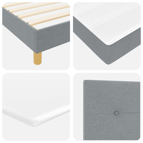 Box Spring Bed With Mattress & Led Light Grey 140X200 Cm Fabric