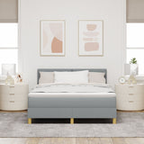 Box Spring Bed With Mattress & Led Light Grey 140X200 Cm Fabric