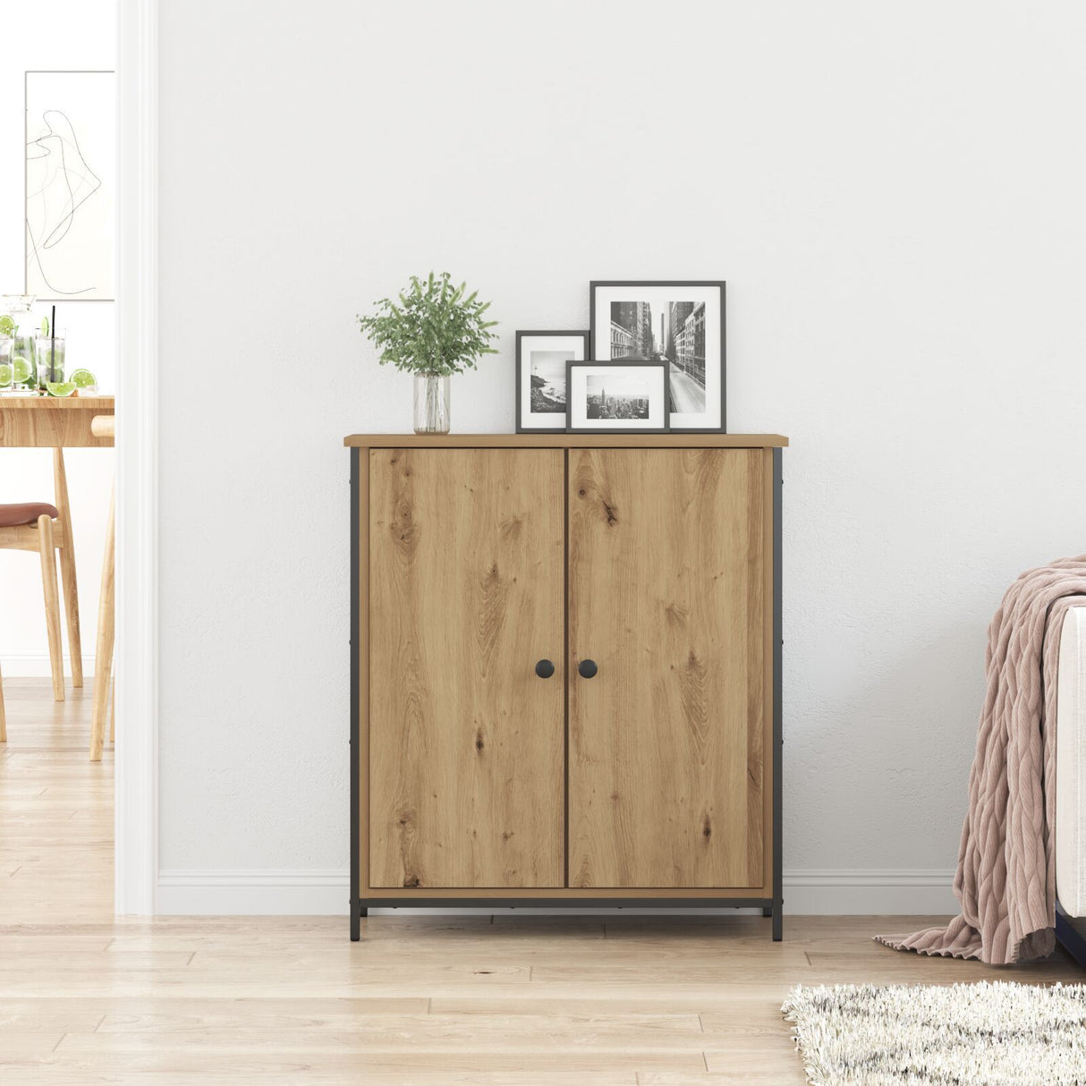 Sideboard Artisan Oak 70X30X80 Cm Engineered Wood And Steel