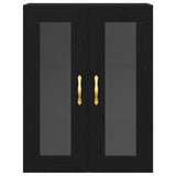 Wall-Mounted Cabinet With Glass Doors Black Oak 69,5X34X90 Cm
