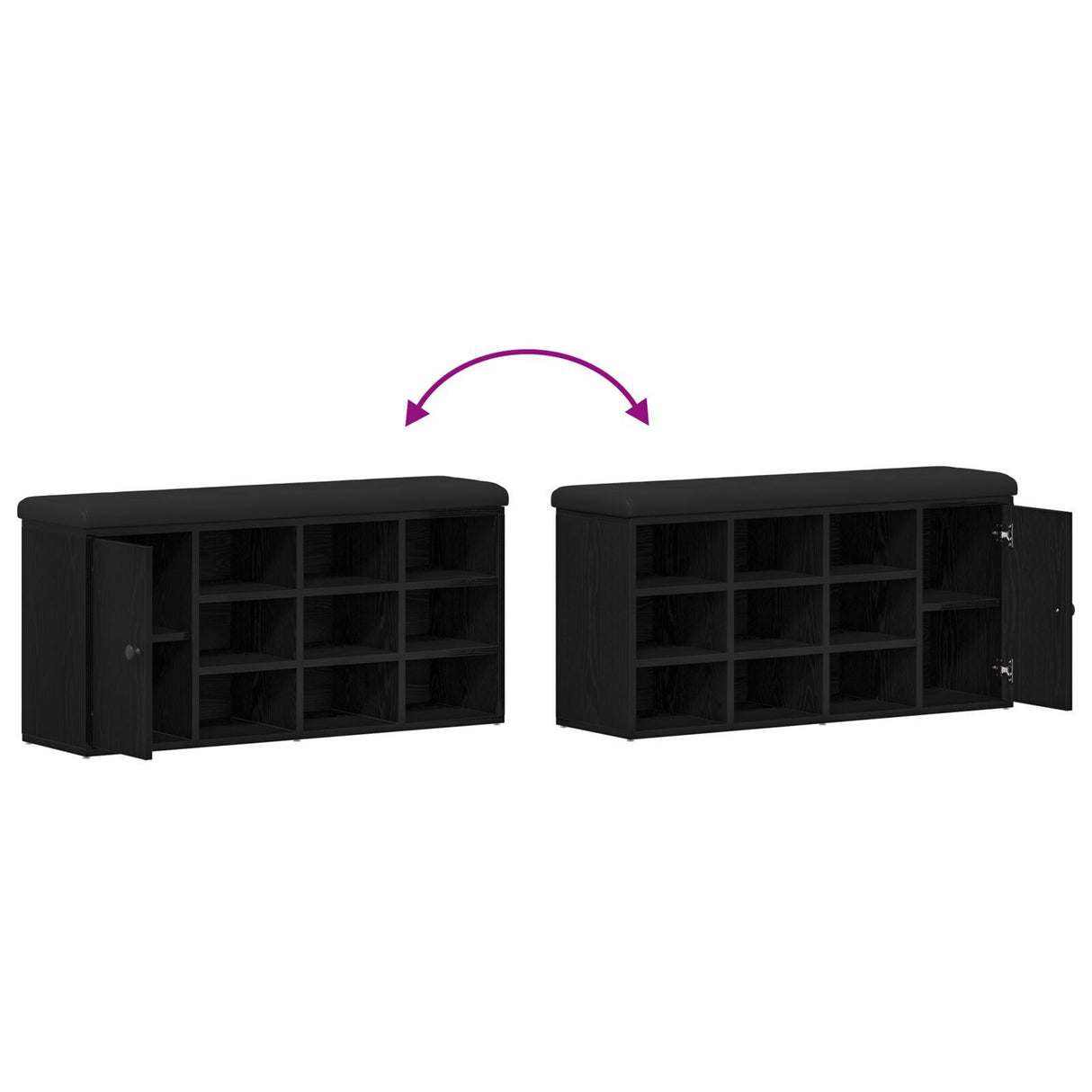 Storage Bench Black Oak 100X30X48 Cm Engineered Wood