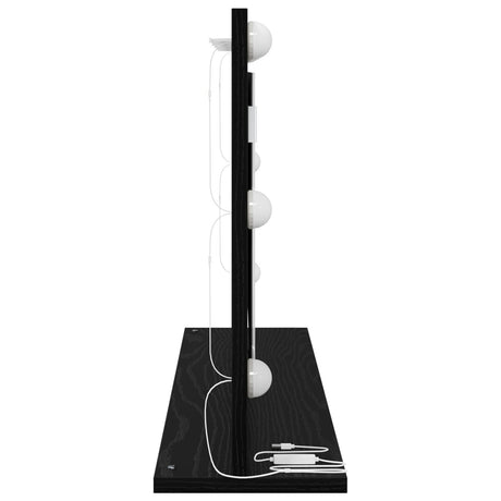 Vanity Mirror With Led Lights Black Oak 80X45X18 Cm