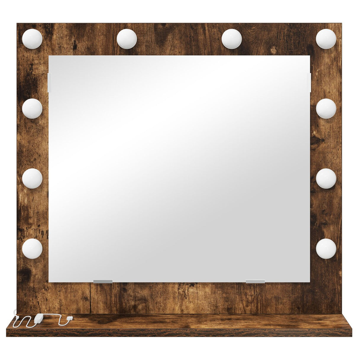 Vanity Mirror With Led Lights Smoked Oak 60X55X18 Cm