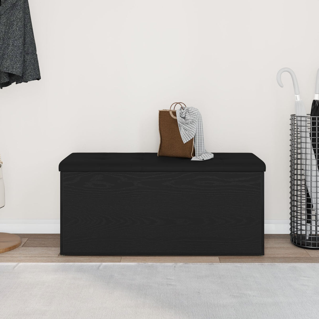 Storage Bench Black Oak 100X40X45 Cm Engineered Wood