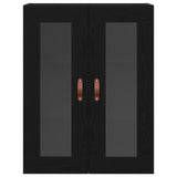 Wall-Mounted Cabinet With Glass Doors Black Oak 69,5X34X90 Cm