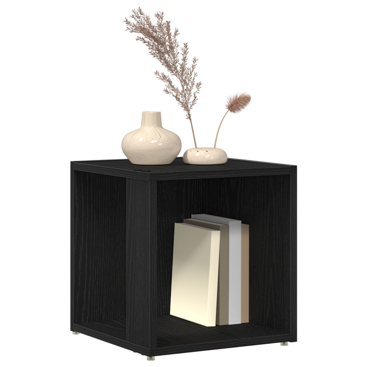 Side Table Black Oak 33X33X34,5 Cm Engineered Wood
