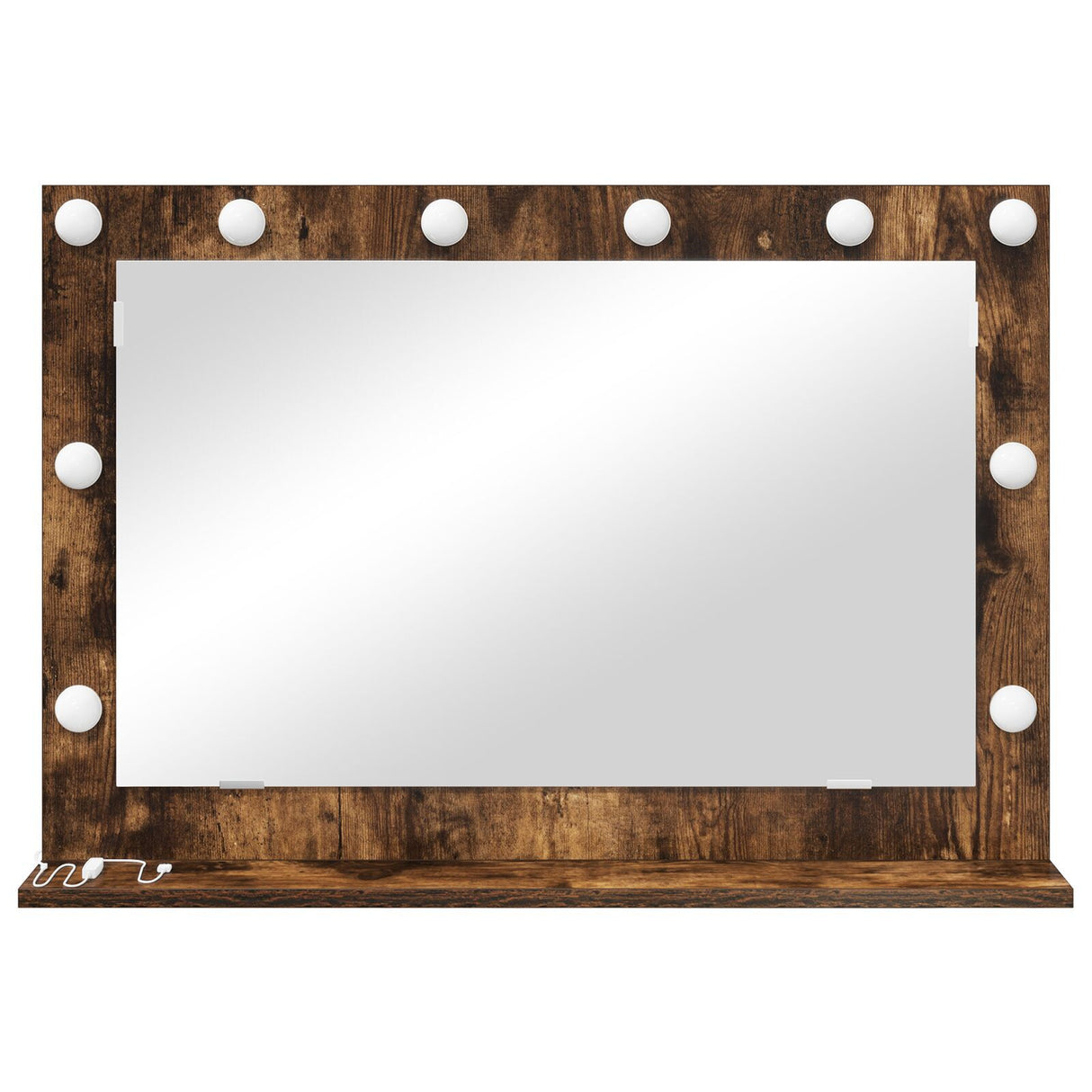 Vanity Mirror Smoked Oak Wood And Glass 80 X 55 X 18 Cm Mirror