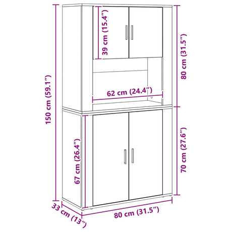 Highboard Artisan Oak 80X33X150 Cm Engineered Wood
