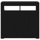 Sideboard With Led Lights - Black Oak - 80X35X75 Cm - Engineered Wood