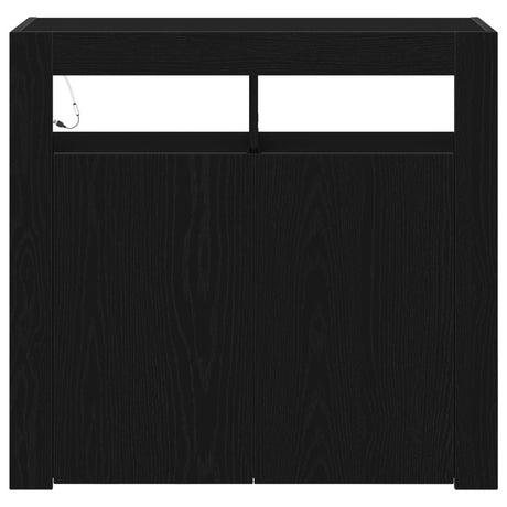 Sideboard With Led Lights - Black Oak - 80X35X75 Cm - Engineered Wood