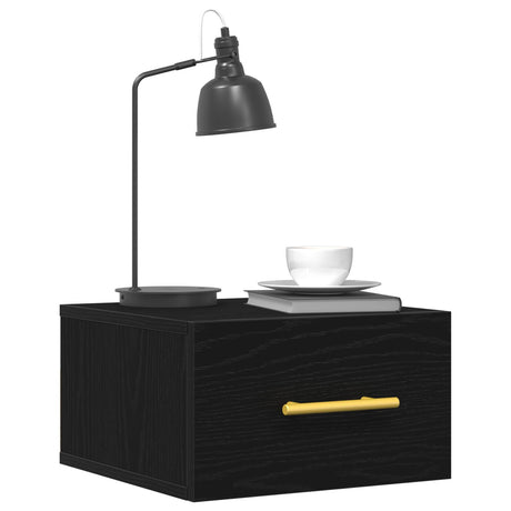 Bedside Cabinet Wall-Mounted Black Oak 35X35X20 Cm