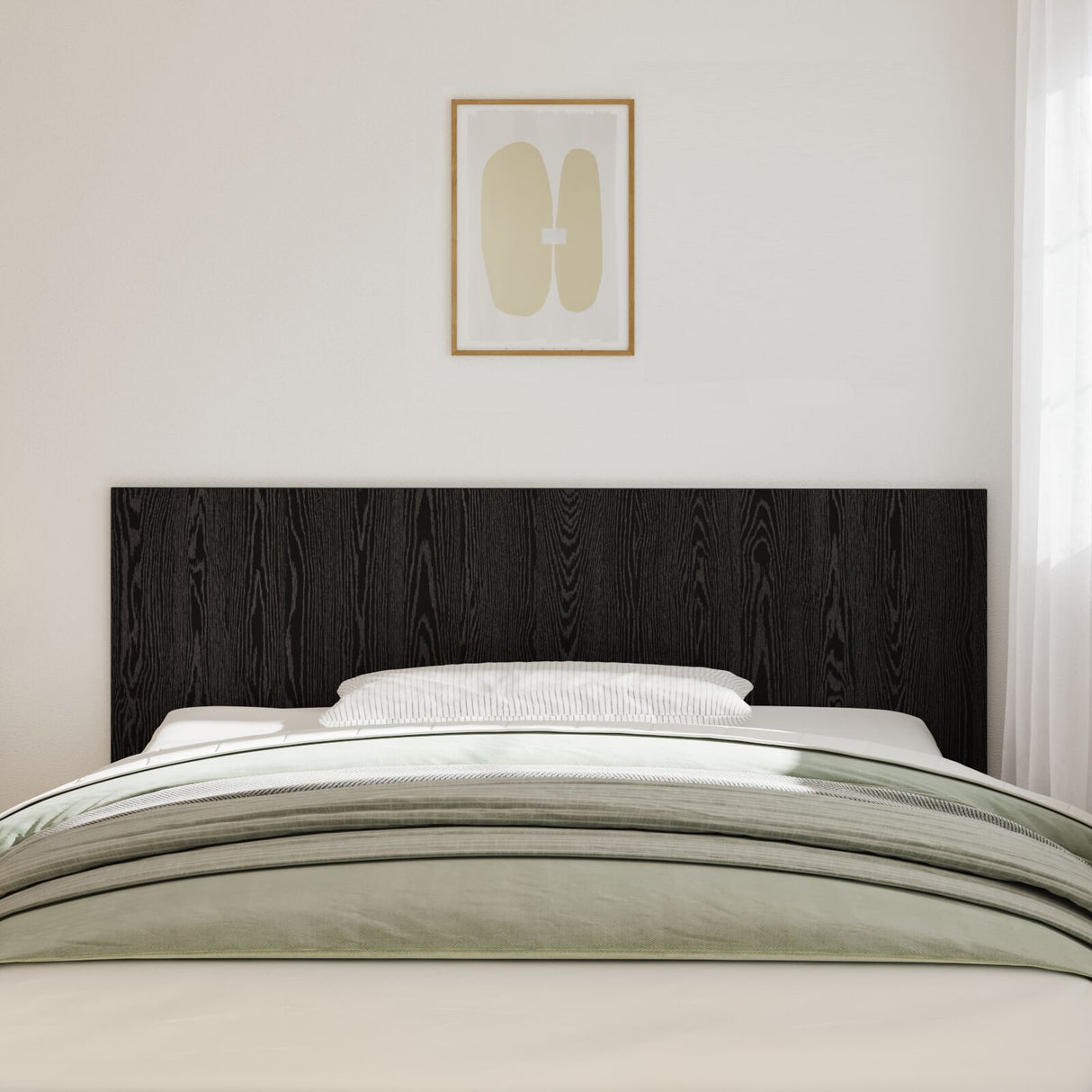 Bed Headboard Black Oak 200X1,5X80 Cm Engineered Wood