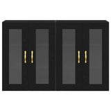 Wall Mounted Cabinets 2 Pcs Black Oak 69,5X34X90 Cm Engineered Wood