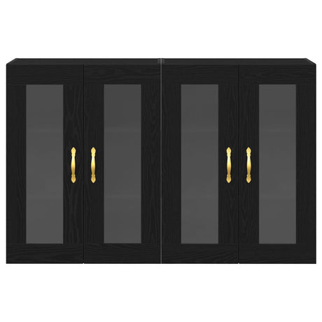 Wall Mounted Cabinets 2 Pcs Black Oak 69,5X34X90 Cm Engineered Wood