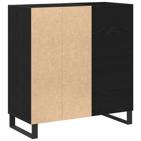 Record Cabinet Black Oak 84.5X38X90 Cm Engineered Wood
