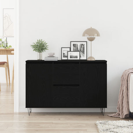Sideboard Black Oak 101,5X35X70 Cm Engineered Wood