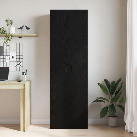 Black Oak Office Cabinet 60X32X190 Cm Made From Engineered Wood