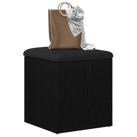 Storage Bench Black Oak 42X42X45 Cm Solid Wood