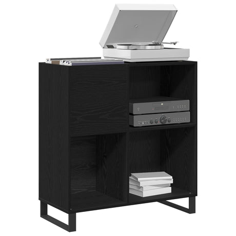 Record Cabinet Black Oak 84.5X38X90 Cm Engineered Wood