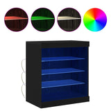 Sideboard With Led Lights Black Oak 60,5X37X67 Cm