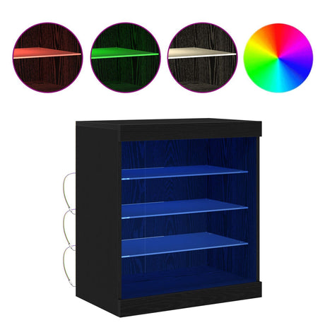 Sideboard With Led Lights Black Oak 60,5X37X67 Cm