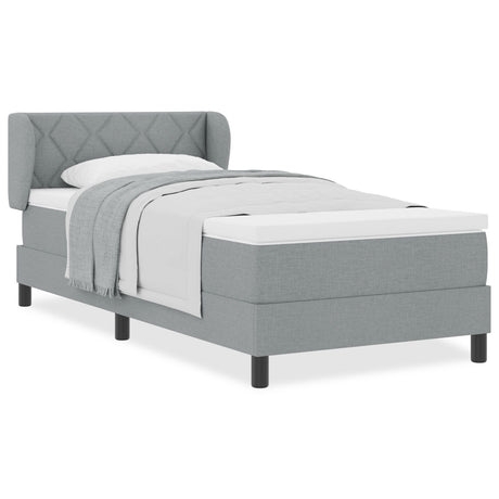 Box Spring Bed With Mattress Light Grey 90X200 Cm Fabric