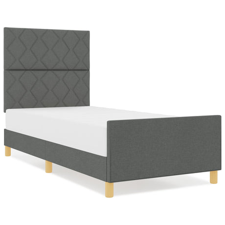 Bed Frame Dark Grey Wood, Fabric 100 X 200 Cm Stylish Design