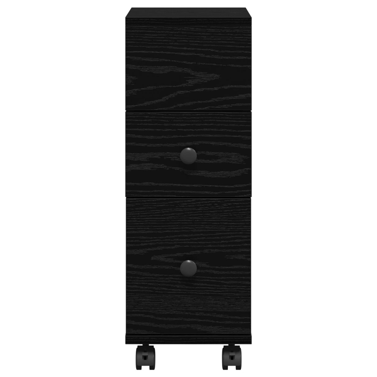 Narrow Bathroom Cabinet With Wheels Black Oak Engineered Wood