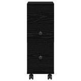 Narrow Bathroom Cabinet With Wheels Black Oak Engineered Wood