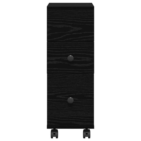 Narrow Bathroom Cabinet With Wheels Black Oak Engineered Wood